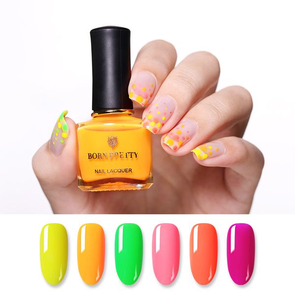 

born pretty 6ml fluorescence 6 colors nail polish summer series colorful nail varnish lacquer for nails art design