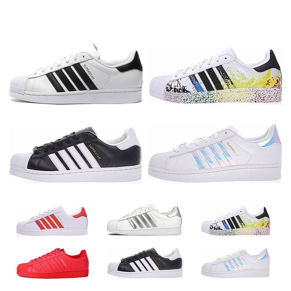 

Adidas superstar Super Star White Голограмма Радужный Junior Superstars 80-х годов Гордость Женская Мужск