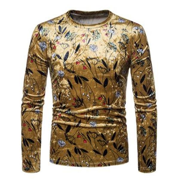 

fashion punk slim shirt men long sleeve printed gold velvet shirt teenage korean mens personality stage singer dance, White;black