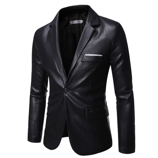 

2020 men's autumn slim suit youth handsome motorcycle pu leather suit, White;black