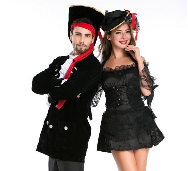 

halloween pirate vixen girl costumes women and mens theme party costume halloween classic women cosplay suits, Black;red