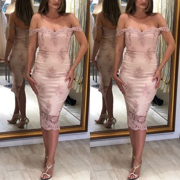 

blush pink 2019 дешевые платья-футляры для коктейля кружевная аппликация с плеча короткие вечерние платья для выпускного вечера платья выпус, Black