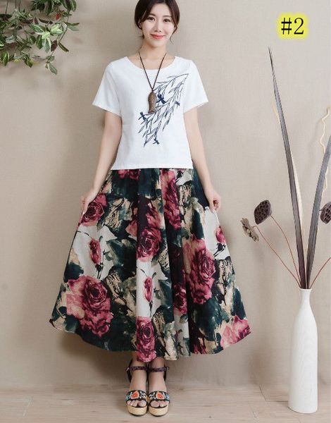 

fashion printing flower lady skirt floral rose spring summer winter beach skirt designed skirts nice skirts price, Black