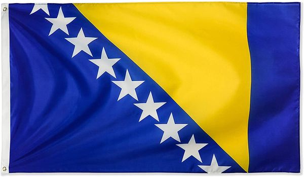 Bandeira da Bósnia 150x90cm 3X5FT bandeiras personalizadas de alta qualidade 100D uso interno de poliéster Ao ar livre, para publicidade do Festival enforcamento