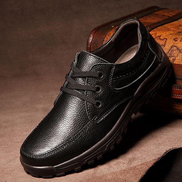 

100%genuine leather shoes men loafers slip on business casual leather shoes classic soft moccasins breathable men flats, Black