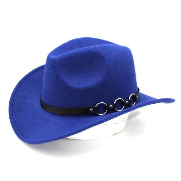 

широкий брим caps western cowboy cowgirl hat мужчины женщины fedoras гулянку церковь путешествия классическая джаз джаз кожаный пояс multico, Blue;gray