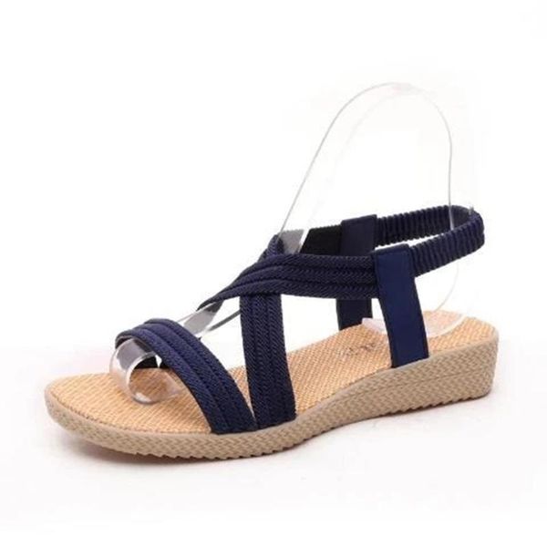 

women comfy flat heel sandals non-slip rubber sole cross strap upper summer ladies breathable sandal absorption, Black