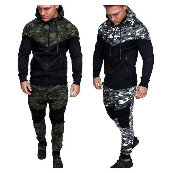

mens designer tracksuits men clothing sets camouflage 2 pieces set luxury zipper brand casual outfit fashion spring -5xl, Black;brown
