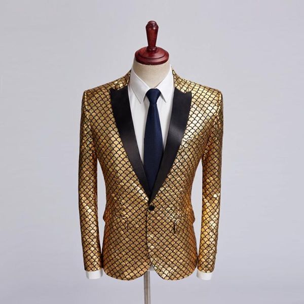 

new gold fish scale бронзировать мужчины костюм blazer лазерный банкет этап dj хип-хоп singer куртка tops performance костюм пальто, White;black
