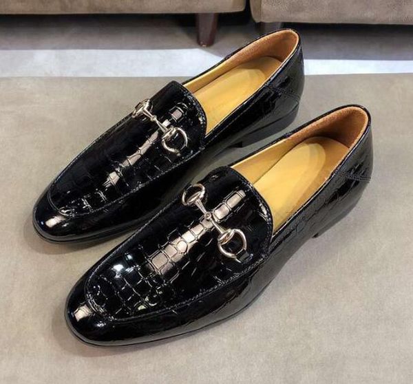 

orignal box] luxury new formal wear mens oxfords formal slip on gentleman wedding dress fashionable leather shoes size 38-44, Black