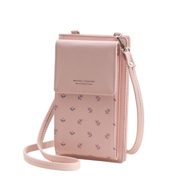 

fashion printing flower women wallet multifunction phone wallet women mini shoulder bags young girl purse brand crossbody bags, Red;black