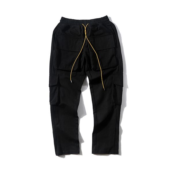 

men's overalls multi-pocket high street track trousers men joggers fitness brand multifunctional breathable men's pants sports, Black