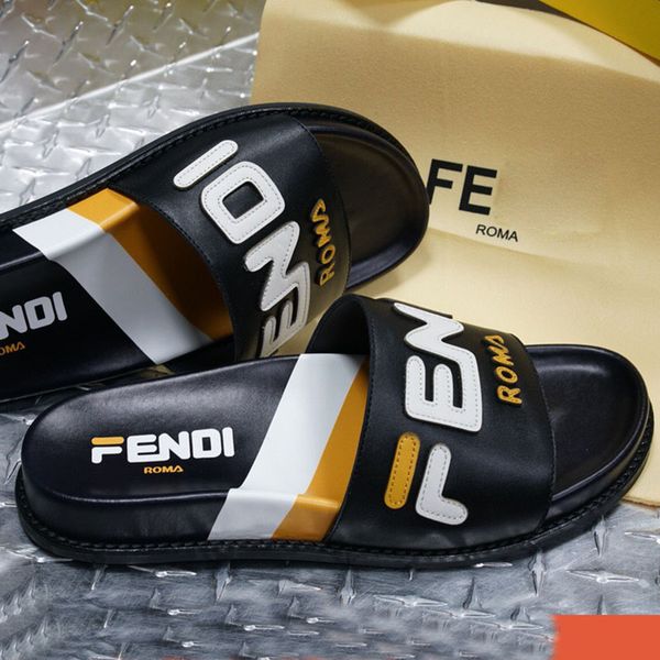 

2019 new men's luxury designer slippers letter stripes with classic shoes designer shoes brown black and white n02 size 38-45