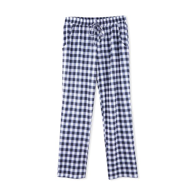 

fashion plaid home sleep nightwear pants women bottoms spring autumn drawstring full length loose casual trousers, Black;red