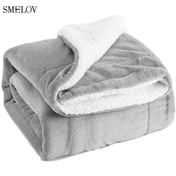 

thick soft warm flannel sherpa throw blanket solid plush double-layer travel sofa car bedspread kids nap blanket 130*160cm