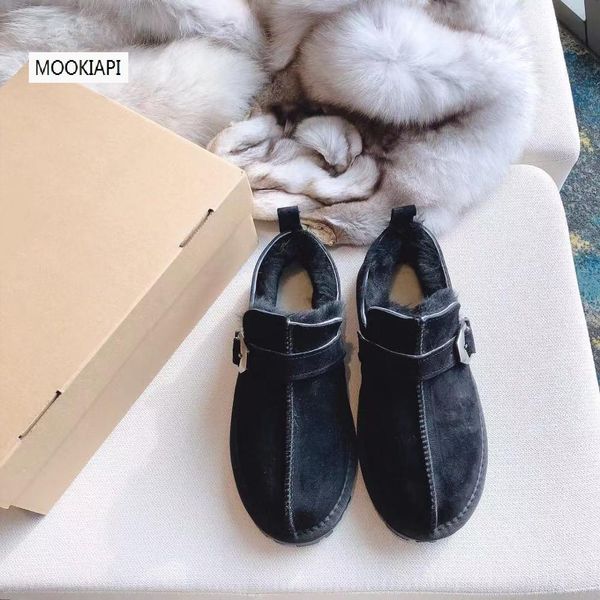 

2019 chinese brand snow boots, real leather, natural wool, the latest fashionable women's shoes, 4 colors, Black