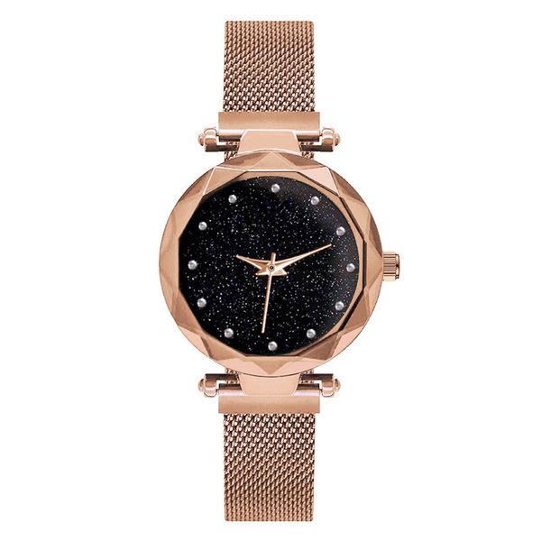 

new recommend starry sky magnetic women watches famous women dress watches stainless steel luxury rhinestone female wristwatch, Slivery;brown