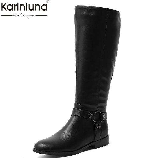 

karin 2019 winter fur big size 43 leisure equipment boots female chunky heels shoes woman boots women shoes, Black