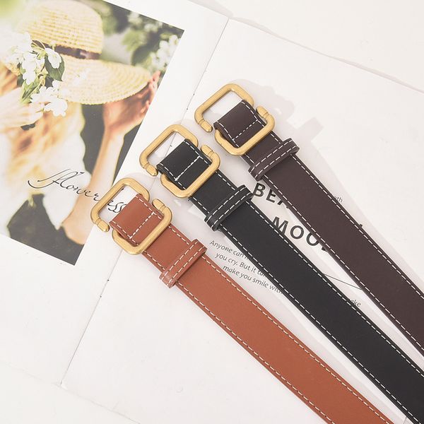 

fashion designer mens belts luxury belt for man women brand pu belt with gold needle buckle 3 colors casual belts with box, Black;brown