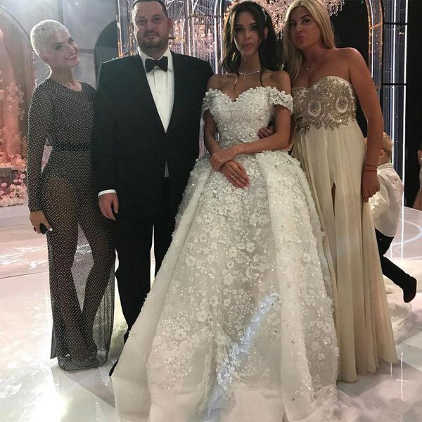 

принцесса арабский 2019 кружева свадебные платья с плеча 3d цветочные аппликации собор поезд свадебное платье свадебные платья vestido де но, White