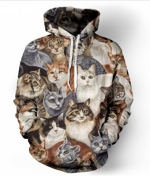 

new fashion cool sweatshirt hoodies 3d print mens womens casual cat fashion style streetwear long sleeve clothes rl0150, Black