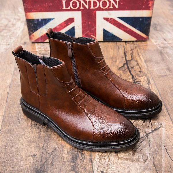 

cimim new men's boots italy winter business fashion high grade leather boots comfortable men formal, Black