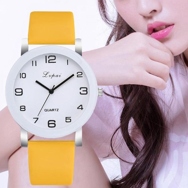 

lvpai fashion quartz watch women arabic numerals student analog wristwatch jewelry gift, Slivery;brown