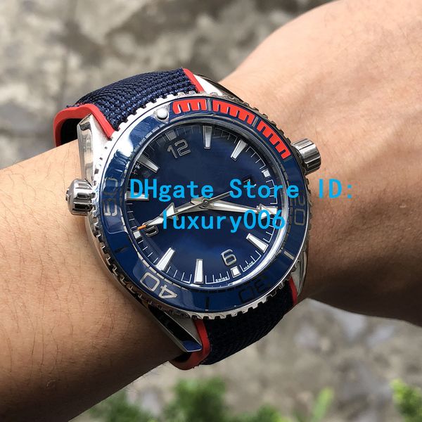 

dp factory luxury watch blue dial blue bezel professional deep sea mens watches 316l stainless steel co 8900 automatic mens watches dp, Slivery;brown