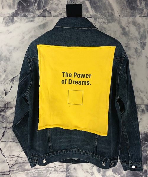 

the power of dreams printed women men denim jacket, Black;brown