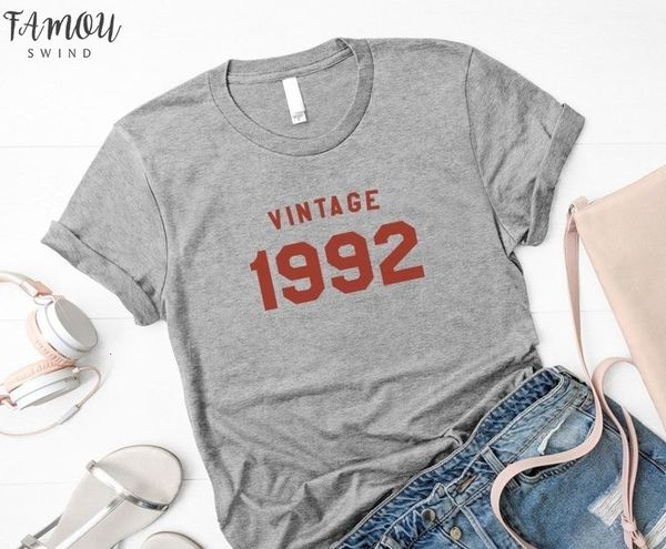 

урожай 1992 день рождения письма женщины tshirt хлопок повседневный смешные t рубашка lady yong девочка tee drop кораблей s 199, White