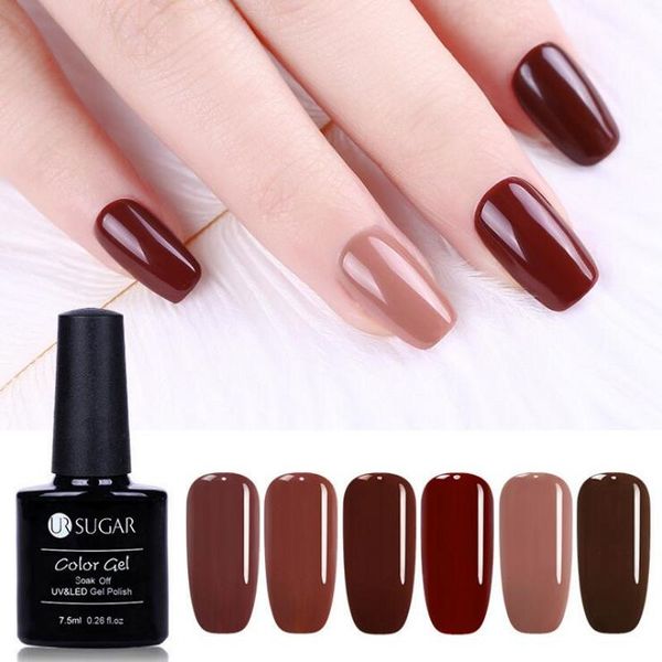 UR SUGAR 6 Flaschen Caramel Color Series Gel Polish 7.5ml Kaffee Chocolate Series Gel Polish Nagellack Soak Off UV-Nagellack