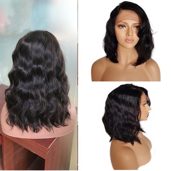 Middle Part Short Bob Body Wave Human Hair Wigs For Black Women