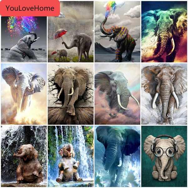 

pictures by number elephant animals handpainted gift drawing acrylic home decor painting by number wall art modern home decor