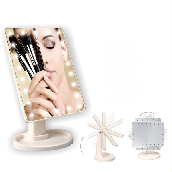 

make up led mirror 360 degree rotation touch screen make up cosmetic folding dimming vanity mirror table deskwith 22 led light