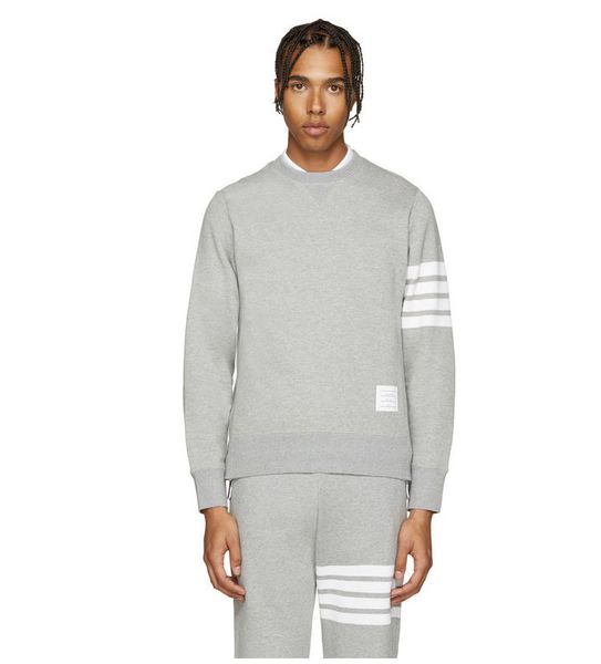 

europe and the united states style mens o-neck lovers long-sleeved pullover tb cotton fashion casual sleeve four bars hit color pullover, Black