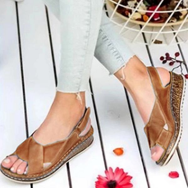 

shujin women sandals summer 2020 female shoes woman peep-toe wedge comfortable sandals slip-on flat female sandalias, Black