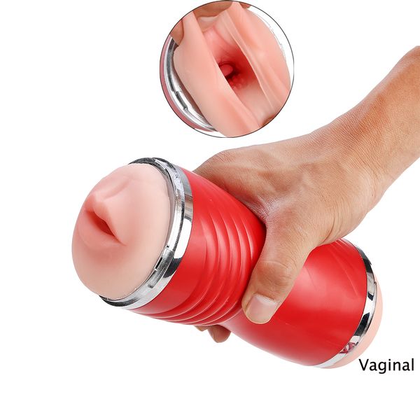 Bosiwe Realista 3D Garganta Profunda Vibrador USB Calor Vagina Artificial Masculino Masturbators Silicone Buceta Oral Sex Toys para Homens C19010501