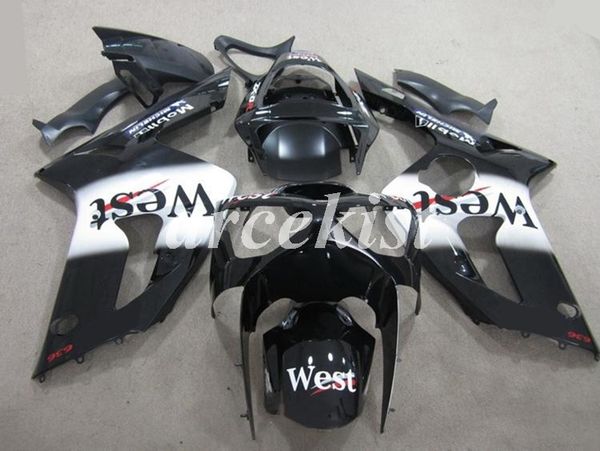 

4 gifts new abs motorcycle fairings set fit for kawasaki ninja zx-6r zx6r 2003 2004 03 04 636 bodywork set custom black west