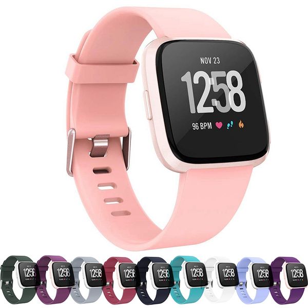 

soft silicone secure adjustable band for versa/versa lite band wristband strap bracelet fit bit watch straps, Black;brown