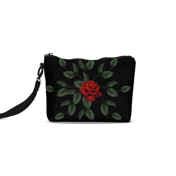 

retro rose flower fashion 3d printed waterproof female cosmetic bag women makeup organizer storage case travel phone coin bag