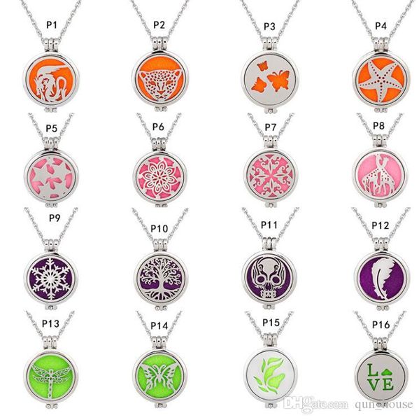 

wholesale 28 styles premium aromatherapy essential oil diffuser necklace locket pendant iced out chains jewelry designer necklace by0214, Silver