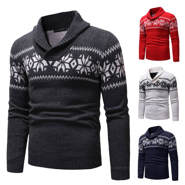 

fashion brand sweater for mens snowflake slim fit jumpers male knitwear warm autumn christmas deer sweater casual clothing, White;black