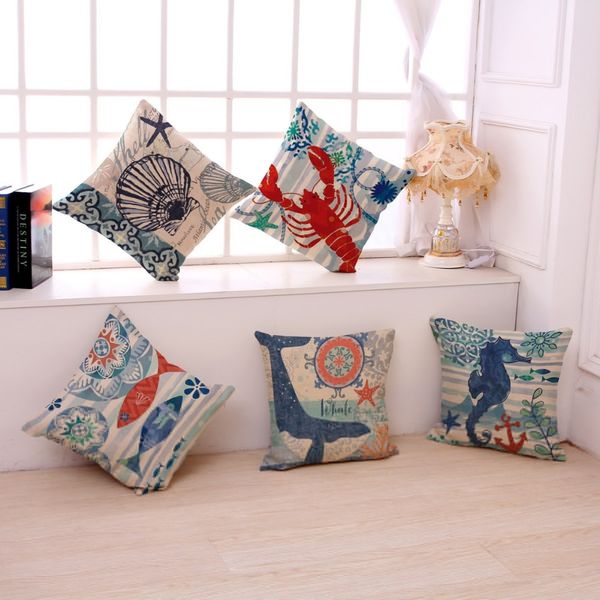 

cushion mermaid ocean world oc starfish cotton linen cushion sea aquarium home decorative pillows cojines throw pillow