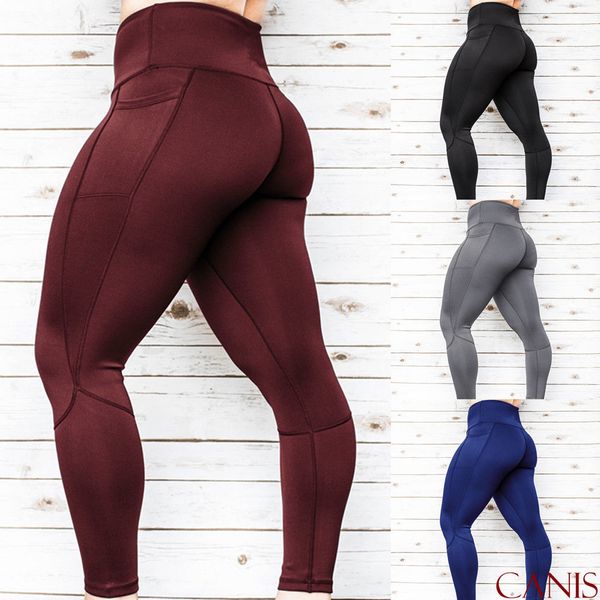 

women high waist yoga gym pants fitness sport exercise running leggings trousers fitness gym running elastic waist legging, White;red