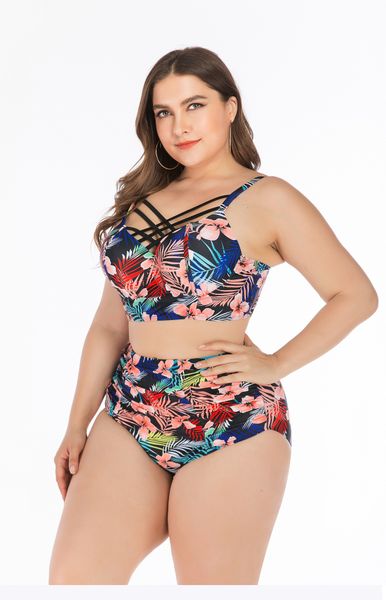 

new style open back, high waist, floral large bikini steel support large cover cup women's swimsuit with steel support and chest pad, White;black