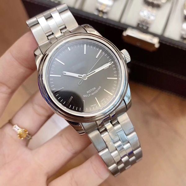 

super man 36mm automatic mechanical watch 56003-68063 gold ring gold steel watchband, sapphire luxury stainless steel watch factory, Slivery;brown