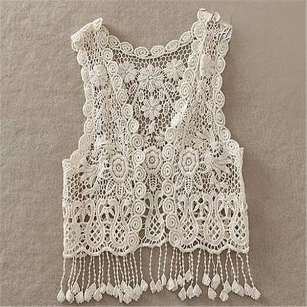 

toddler kids baby girls crochet lace hollow cardigan vest tassel waistcoat, Blue