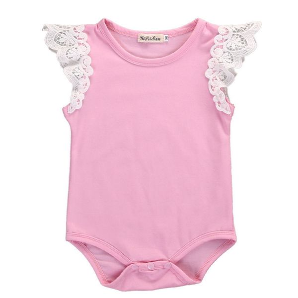 

2019 multitrust brand lace newborn baby girl clothes short sleeve romper candy color jumpsuit playsuit toddler romper outfits