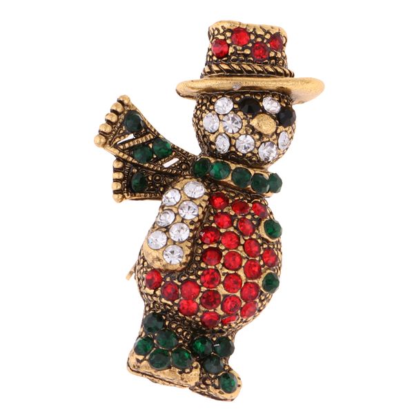 

crystal alloy christmas snowman pattern brooch pin for women and doll clothes decor
