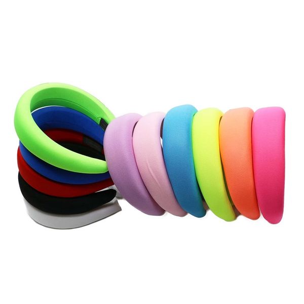 

2020 ins fashion 4cm wide hair band sponge hairband neon color headband hair bands for women girls accessories head wrap
